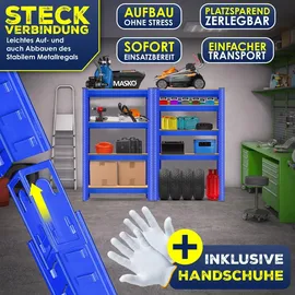 Masko Lagerregal 4 Ablagen Metall 160 cm x 80 cm x 40 cm blau