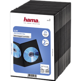 Hama DVD-Doppel-Leerhülle Slim für 2 DVDs schwarz (Packung mit 25)