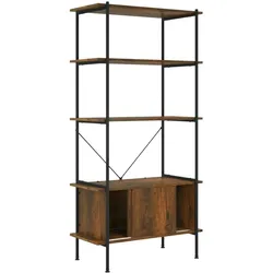 vidaXL Regal mit 5 Böden und Schrank 80x40x163 cm Stahl Holzwerkstoff