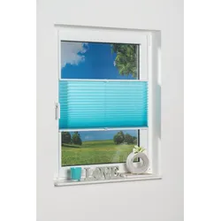 K-HOME Plissee »Klemmfix Pisa«, Lichtschutz, ohne Bohren, verspannt, Crushed-Optik, 51919242-25 eisblau