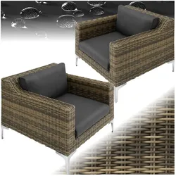 tectake® Modulares Rattanset, 2 Sessel mit Aluminiumgestell, natürlich nachempfundenes Geflecht, kein Aufbau