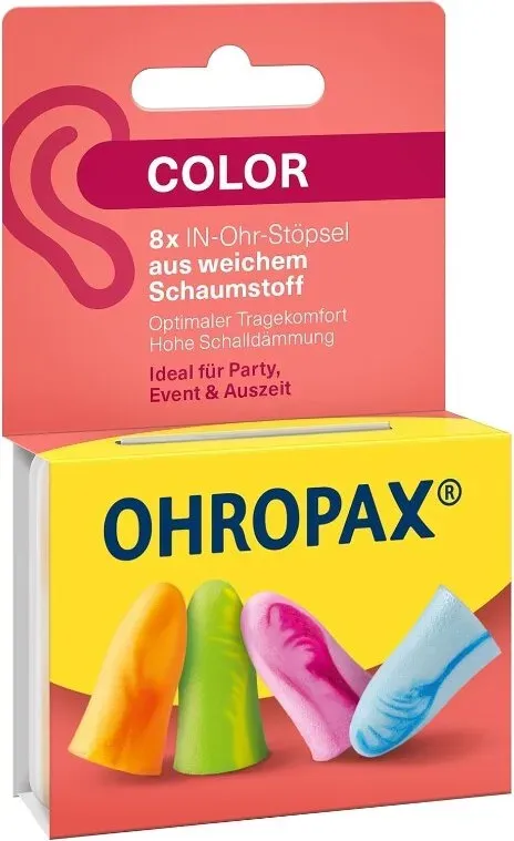 OHROPAX bunte Schaumstoff-Ohrstöpsel 4 Paar