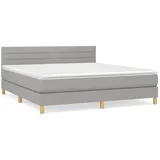 vidaXL Boxspringbett mit Matratze Hellgrau 180x200 cm Stoff1373195