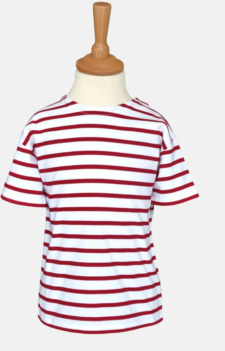 Bretonisches Kinder T-Shirt - weiß/rotgestreift