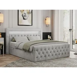 MKS Boxbett, GOLD-9 Led, 140/200 Hellgrau Velvet - H3