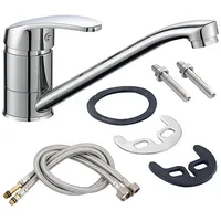 TWSOUL Spültischarmatur Badarmaturen Mischbatterie Küche, 360° Spültischarmatur Galvanik, mit Zubehör, inkl. zwei 60cm Wasserrohren silberfarben