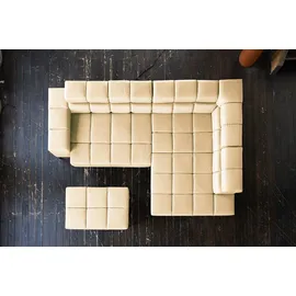 KAWOLA Ecksofa NELSON beige Leder Relaxfunktion