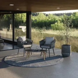 Tectake tectake® Ovaler Couchtisch, Marmoroptik, wetterfest, 100 x 50 x 34,5 cm