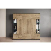 OTTO home Highboard 135 x 134 x 39,5 cm matera anthrazit / Kastanie breslau / Braun