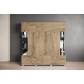 OTTO home Highboard 135 x 134 x 39,5 cm matera anthrazit / Kastanie breslau / Braun