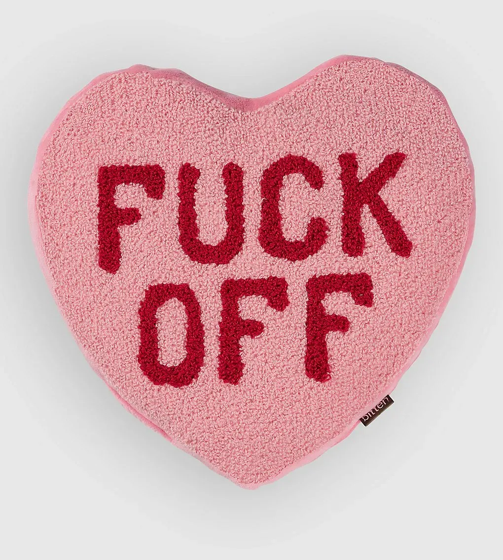 bitten Huggable Fuck Off Heart Pillow pink Gr. Uni
