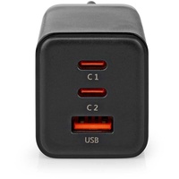 Nedis Netzladegerät - 65 W - GaN - Schnellladefunktion - 3.0/3.25 A A - Anzahl der Ausgänge: 3 - USB-A / 2X USB-C - Automatische Spannungswahl