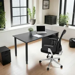 Kadima Design Computertisch 160 x 80 cm  Design  Ergonomisch Geräumig Arbeitsfläche  Schwarz  Arbeitstisch