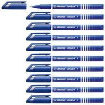 Stabilo - Fineliner mit gefederter Spitze - SENSOR F - fein - 10er Pack - blau