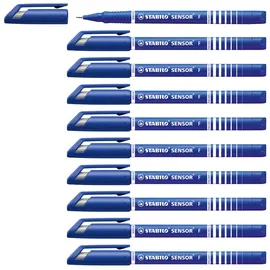 Stabilo - Fineliner mit gefederter Spitze - SENSOR F - fein - 10er Pack - blau