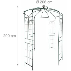 Relaxdays Rosenpavillon 2,90 x 2,06 m inkl. 4 Seitenteile Grün/Silber