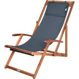 CASARIA CASARIA® Sonnenliege Holz Wetterfest Klappbar Verstellbar 160kg Belastbar Armlehne Nackenkissen Garten Balkon Liegestuhl Akazie 94x94x60cm Anthrazit - Grau