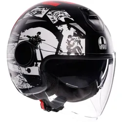 AGV Eteres History Jet Helm, zwart-wit-rood, S Voorman