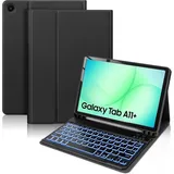 Schutzhülle mit Tastatur für Samsung Galaxy Tab A11+/A9+ 11 Zoll, UK-Layout, Hintergrundbeleuchtung, Tastatur für Samsung A11 Plus/A9 Plus Tablet, schlanke PU-Hülle mit kabelloser Tastatur für Tablet