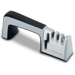 Intirilife Messerschärfer in SCHWARZ - 24x6x9 cm - 4-in-1 Messerschleifer aus Edelstahl für Scheren und Küchenmesser