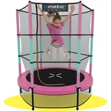 Kinetic Sports Kinder Trampolin JUMPER 140 cm - Inklusive Gummiseil Federung, Sicherheitsnetz mit Reißverschluss, Rahmenpolster, Schutz Bodennetz - Indoor Kindertrampolin Spielzeug