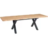 Sam Esstisch Schweizer Kante eichenfarben 160(240) x 90 X-Gestell schwarz Bird