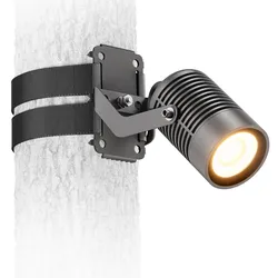 ledscom.de Gartenstrahler SHINGA mit Gurtbefestigung für außen, Stecker, anthrazit, inkl. GU10 LED Lampe, 33°, 468lm, warmweiß
