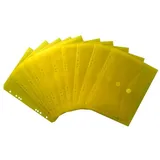 EXXO by HFP 35053 Dokumententaschen Sammelmappen Sichttaschen A5 quer transparent gelb- Dokumentenmappe zum Abheften mit EURO-Lochung, Abheftrand, Klappe und Klettverschluss - 10 Stück