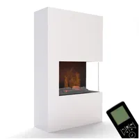 GLOW FIRE Elektrokamin Tucholsky Right Corner Wasserdampf Kamin, Elektrischer Kamin, Wasserdampfkamin mit 3D Feuer und Knisterfunktion weiß