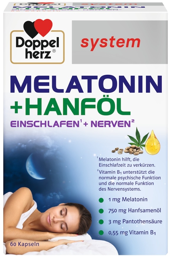 Doppelherz Melatonin+Hanföl system Kapseln Schlafen