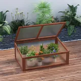 Outsunny Frühbeet Holz, Mini Gewächshaus 100 x 65B x 40H cm-Braun