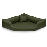 Juelle Orthopädisches Hundebett Eckbett für Hunde mit Orthopädischer Matratze für Großhunde Abnehmbarer Bezug, Waschbar, Dakota M-XXL (130x95 cm, Khaki)