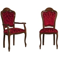 JVmoebel Esszimmerstuhl, Stuhl Barock Armlehne Esszimmer Stühle Design Textil Luxus Rot rot