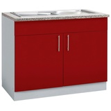 wiho Küchen Spülenschrank »Kiel«, 100 cm breit, rot