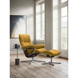 Stressless Stressless® »Mayfair«, (Set, Relaxsessel mit Hocker), mit Hocker, mit Cross Base, Größe S, M & L, Holzakzent Wenge, gelb