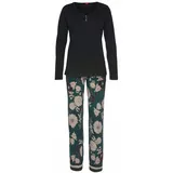 S.Oliver Damen Pyjama schwarz-dunkelgrün Gr.36/38