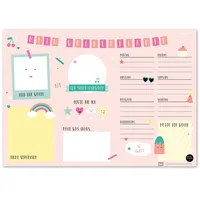 TYSK Design Schreibtischunterlage Kinder Rosa (Design wählbar) Tischunterlage aus Papier zum Abreißen DIN A3 to Do Liste Notizblock Wochenplaner