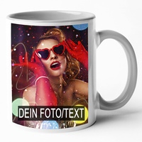 FuerDich24 Tasse mit 2 Fotos & Text bedrucken Lassen/Farbige Tasse/Fototasse Personalisieren/Kaffeebecher zum selbst gestalten/persönliches Geschenk (Grau)