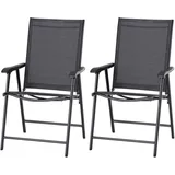 Outsunny Klappstuhl mit Armlehne 2er Set Campingstuhl Angelstuhl Metall Schwarz 58 x 64T x 94H cm