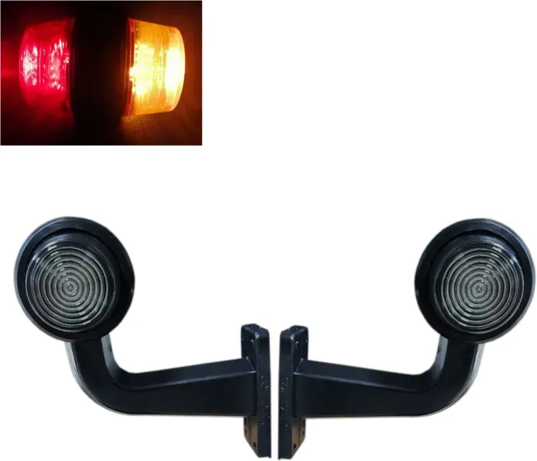 Set aus 2 Stück 12–24V LED-Seitenleuchten, rauchgetöntes Glas, orange - rot, 2x MAR947