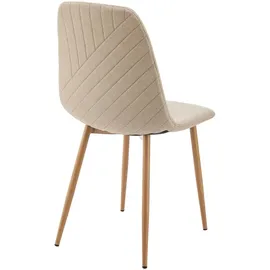 [en.casa] Essgruppe 'Hemnes' 5-teilig 1 Tisch mit 4 Stühlen Textilbezug Stahlbeine Hellbraun - Hellbraun