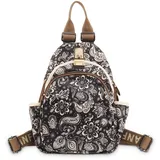 ANFUMAN Kleine Rucksäcke für Damen, Mini-Rucksack, wasserdicht, farbenfroher Druck, Freizeit, Reisetasche, Schwarze Blume, Medium