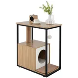 COSTWAY Tierhaus, 2 in 1 Katzenhaus & Beistelltisch, mit abnehmbarer Kratzmatte