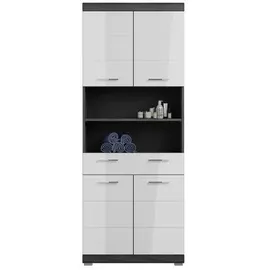 xonox.home Scout Hochschrank 74x31x191 cm Braun/Grau/Weiß Hochglanz