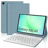 WAVATA Tastatur für Samsung Galaxy Tab A11 8.7 Zoll 2025/A9 2023, Hülle mit Tastatur für Samsung Tab A11 Magnetische Bluetooth Abnehmbare QWERTZ Layout, Blau