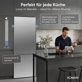Bomann KG 7369 Kühl-Gefrierkombination (262 l, 1760 mm hoch, Silber)