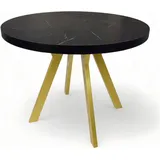 Gold Metall + BLACK Marmor runder Tisch Ø110 erweiterbar auf 210 cm Marmor