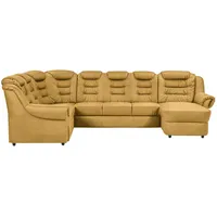 Livetastic Wohnlandschaft, Gelb, Textil, 7-Sitzer, Ottomane links, U-Form, 333x216 cm, Made in EU, seitenverkehrt erhältlich, Hocker Rücken echt, Armteil links, rechts, Wohnzimmer, Sofas & Couches, Wohnlandschaften, Wohnlandschaften in U-Form