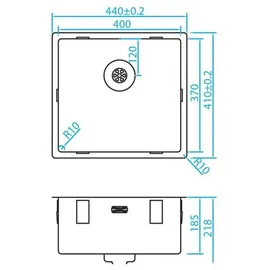 Caressi Spülbecken CAPP40D37R10, Einzelbecken, Edelstahl
