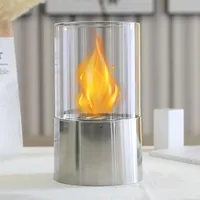 JHY DESIGN Tischfeuerschale Topf 29cm hoch Tragbarer Tischkamin-Saubere Verbrennung Bio Ethanol Ventless Fireplace(Silber)